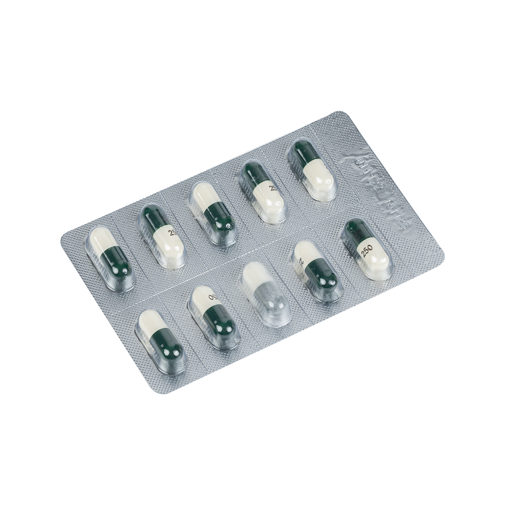 CEPHALEXIN PMP 250 Hộp 10 vỉ x 10 viên nang (nang xanh - trắng)
