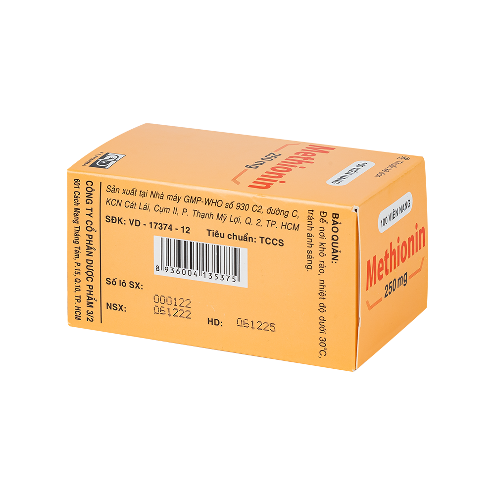 METHIONIN 250mg Chai 100 viên F.T.PHARMA