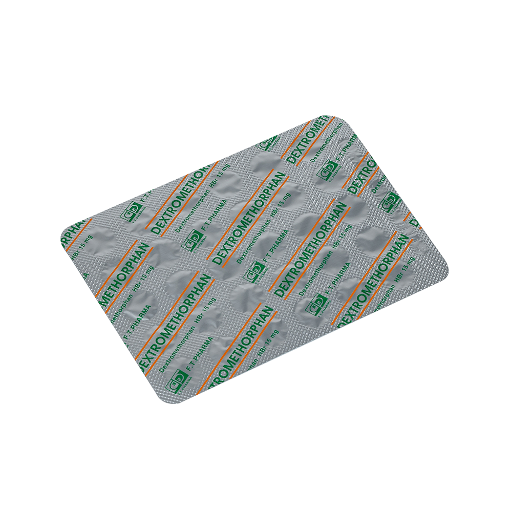 DEXTROMETHORPHAN 15mg Hộp 20 vỉ x 30 viên F.T.PHARMA