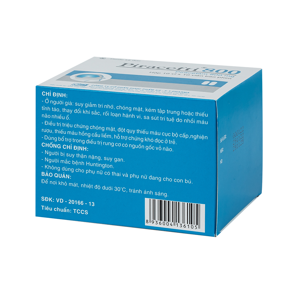 PIRACEFTI 800mg Hộp 10 vỉ x 10 viên F.T.PHARMA