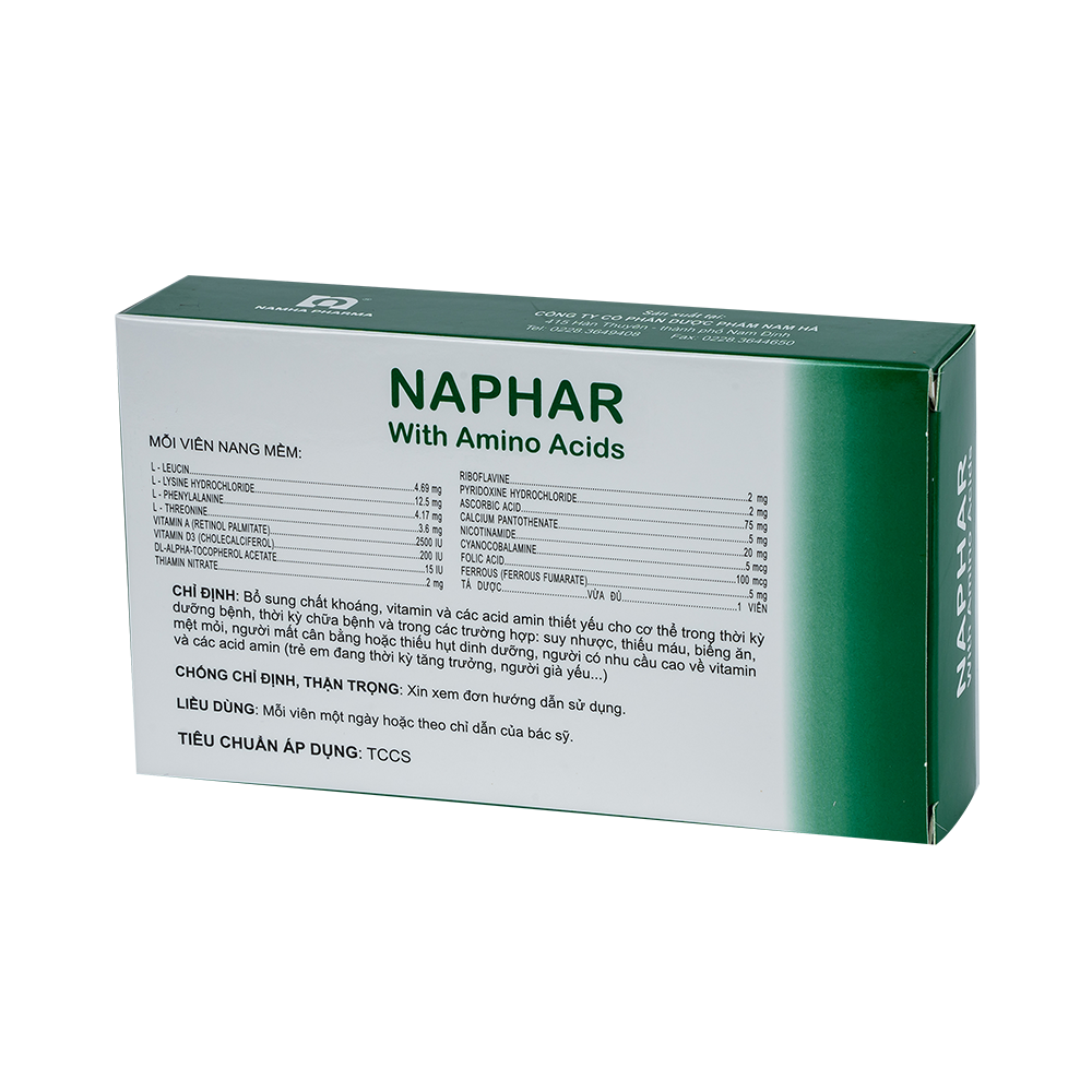 Naphar with amino acids (Thùng x 66 Hộp x 2 vỉ x 15 viên)
