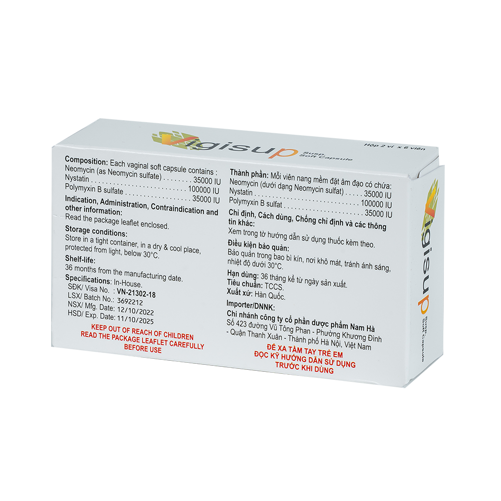 Vigisup Susp. Soft Capsule (Kiện x 200 hộp x 2 vỉ x 6 viên)