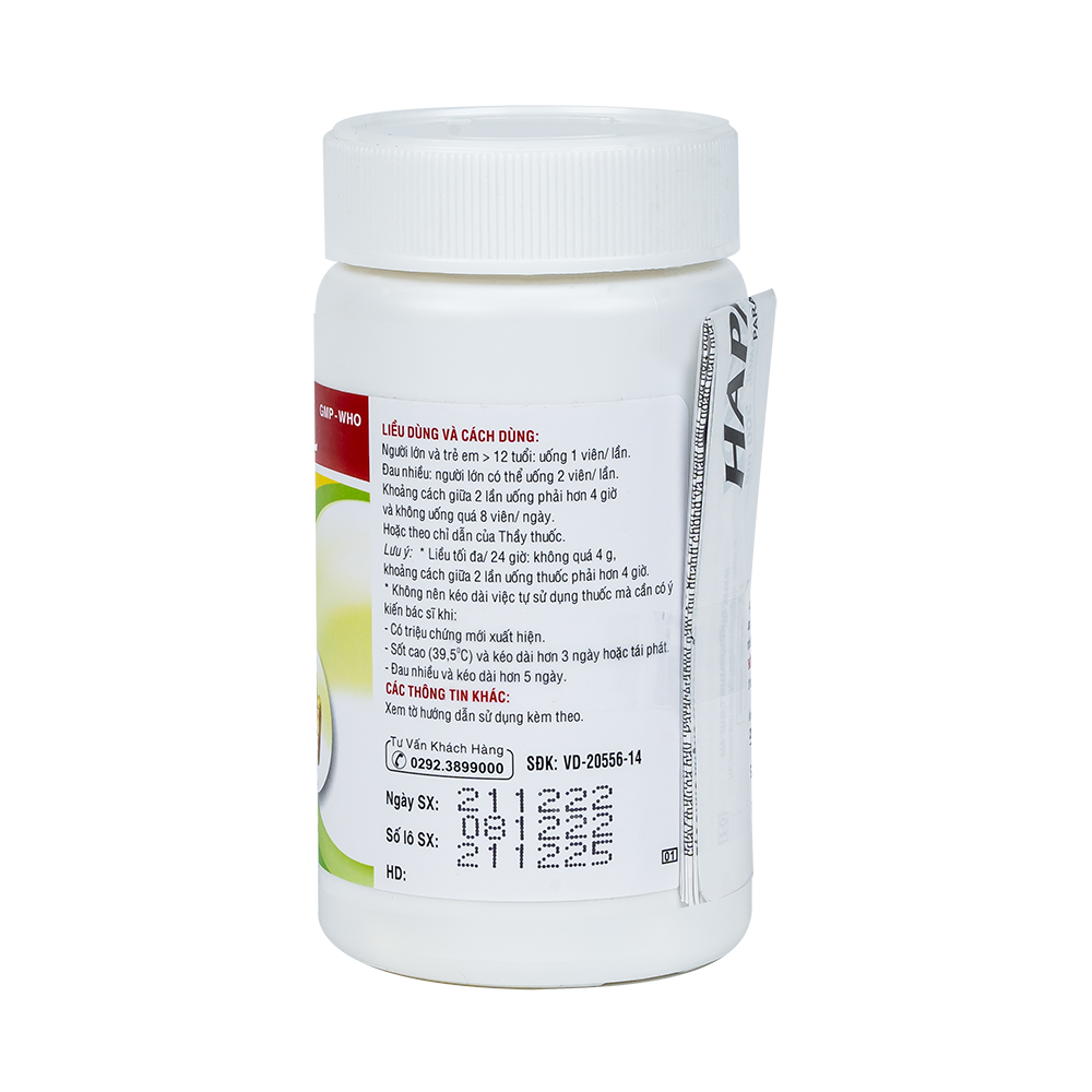 Hapacol 500 Vàng đậm- nhạt c/100 t/12600