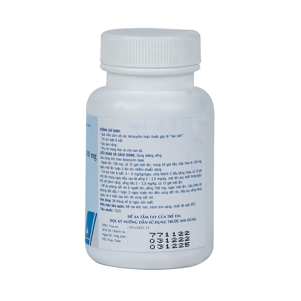 Doxycyclin 100 mg Chai 100 VNA