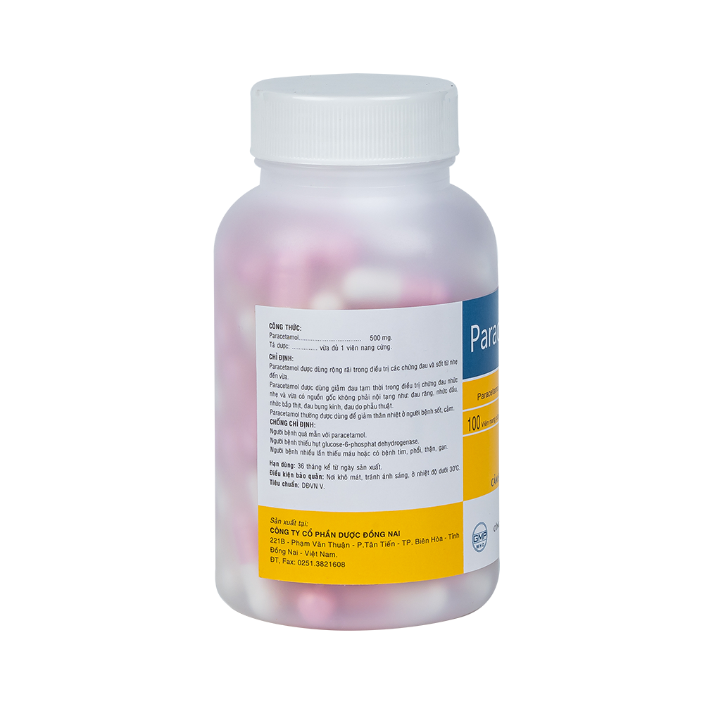 Paracetamol 500 mg Cap Chai 100 VNA