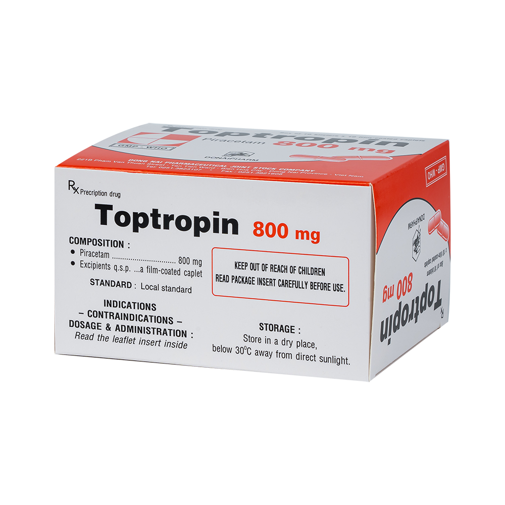 Toptropin 800 viên hồng Piracetam 800 mg