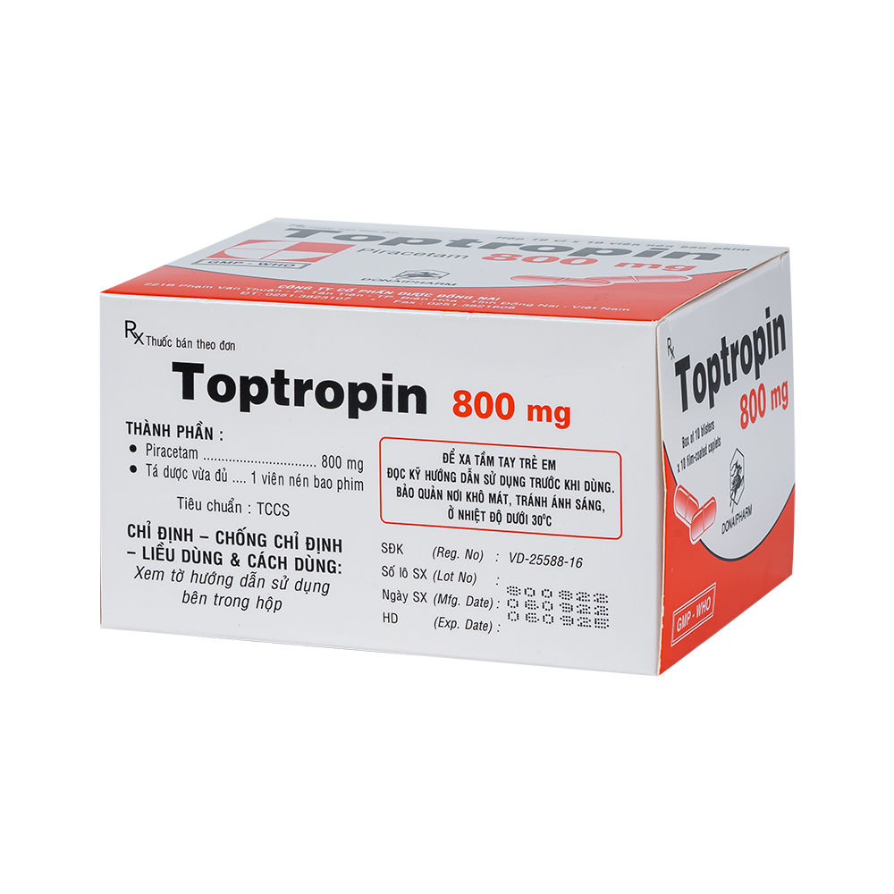 Toptropin 800 viên hồng Piracetam 800 mg