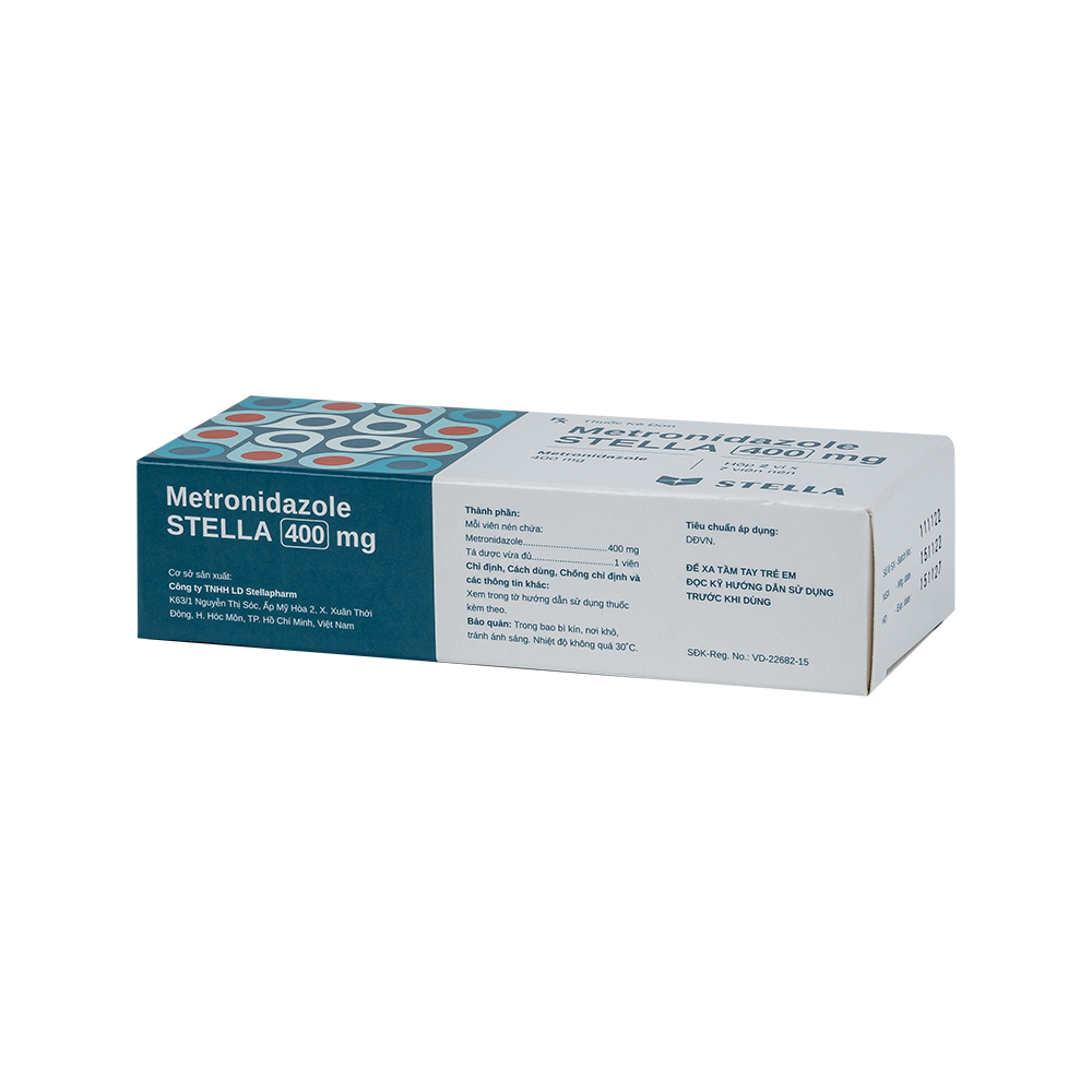 Metronidazole Stella 400 Hộp 2 vỉ x 7 viên Stella