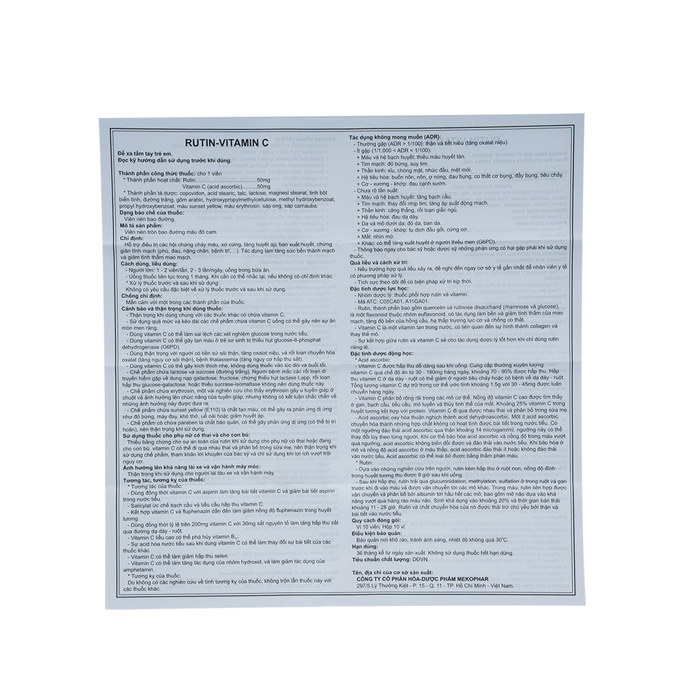 RUTIN -VITAMIN C (H/100VBĐ)