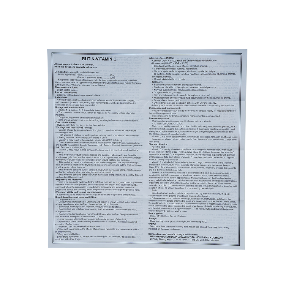RUTIN -VITAMIN C (H/100VBĐ)