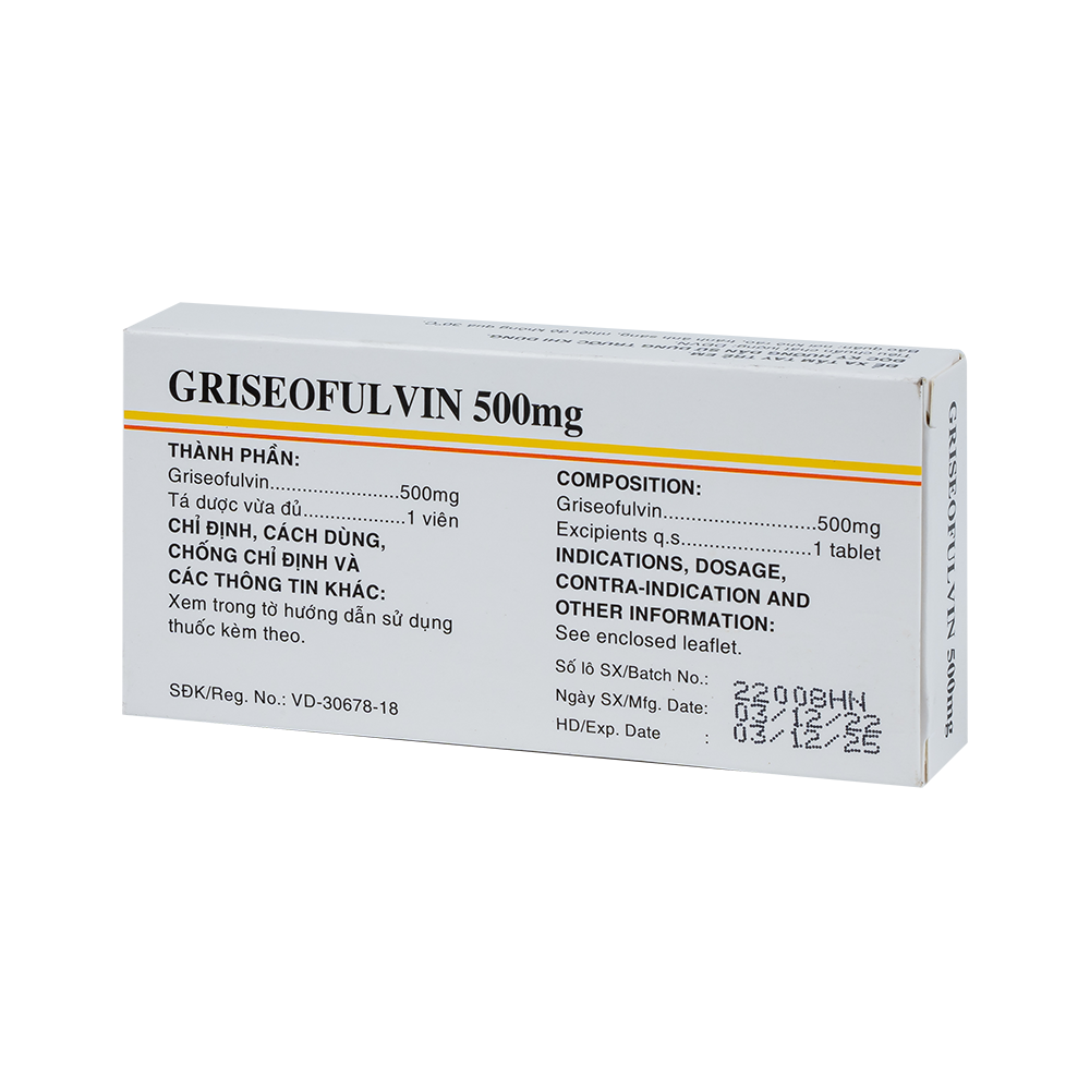 GRISEOFULVIN 500mg (H/20VNE)