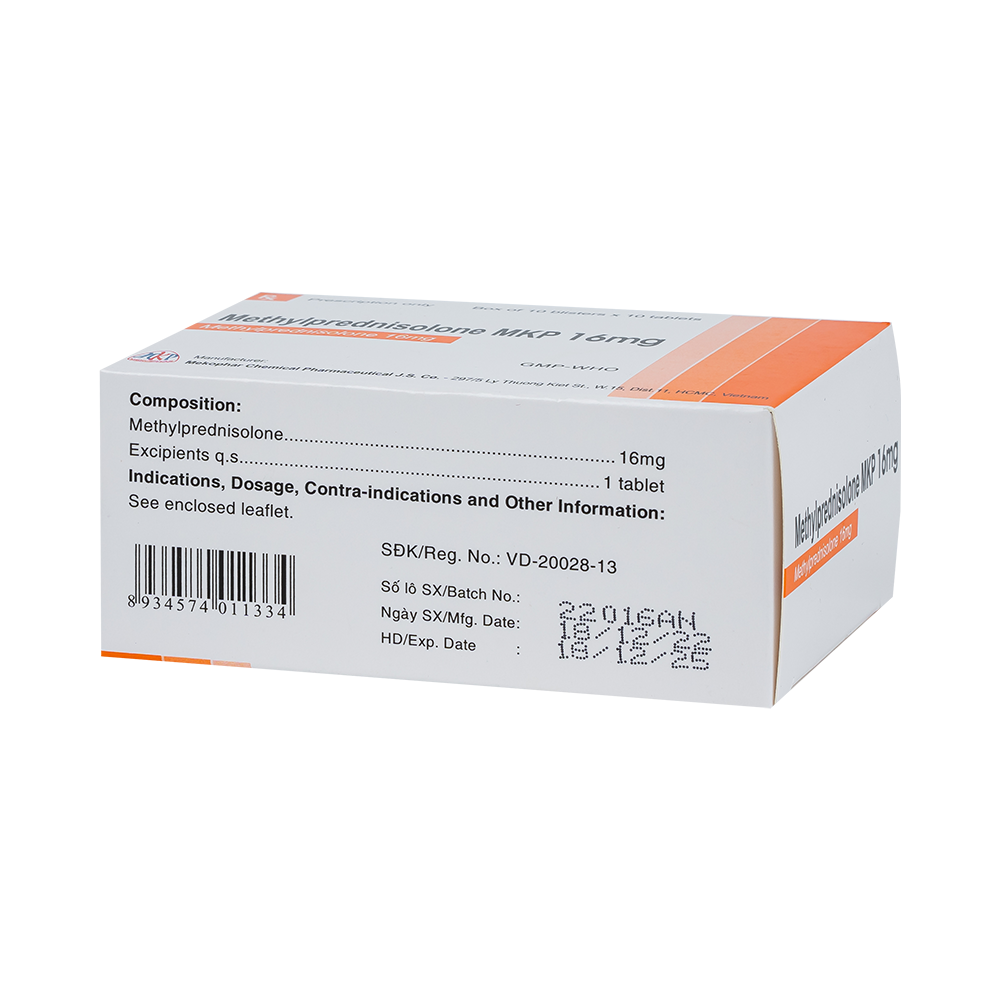 METHYLPREDNISOLONE MKP 16mg (H/100VNE)