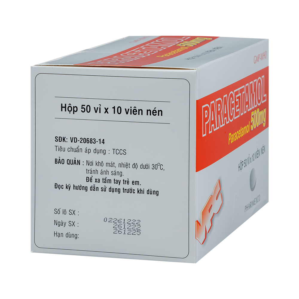 PARACETAMOL 500mg Hộp 50 vỉ x 10 viên Dược Cửu Long