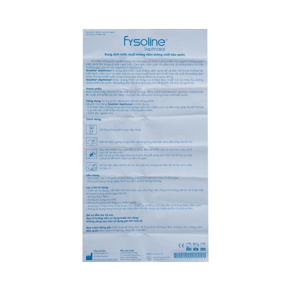 Fysoline Septinasal ( Hộp 20 ống ) Hộp 20 ống x 5ml Gifrer