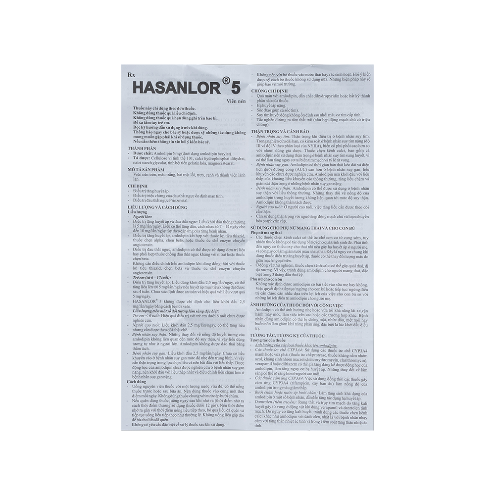 HASANLOR 5MG H/100V HASAN