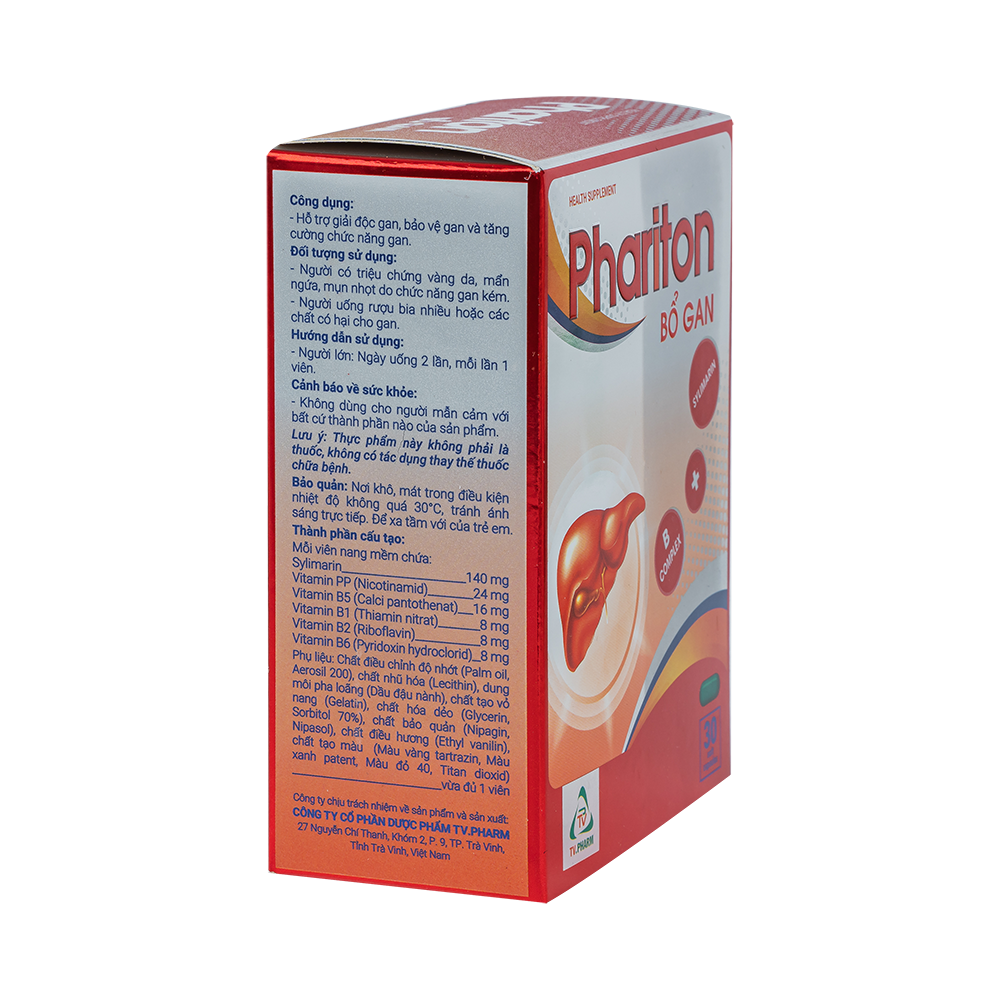 Phariton bổ gan V/10, H/30 Hộp 3 vỉ x 10 viên TVPharma