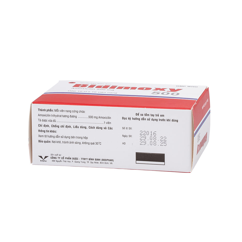 Bidimoxy 500 H/100 Hộp 10 Vỉ x 10 Viên Bidiphar