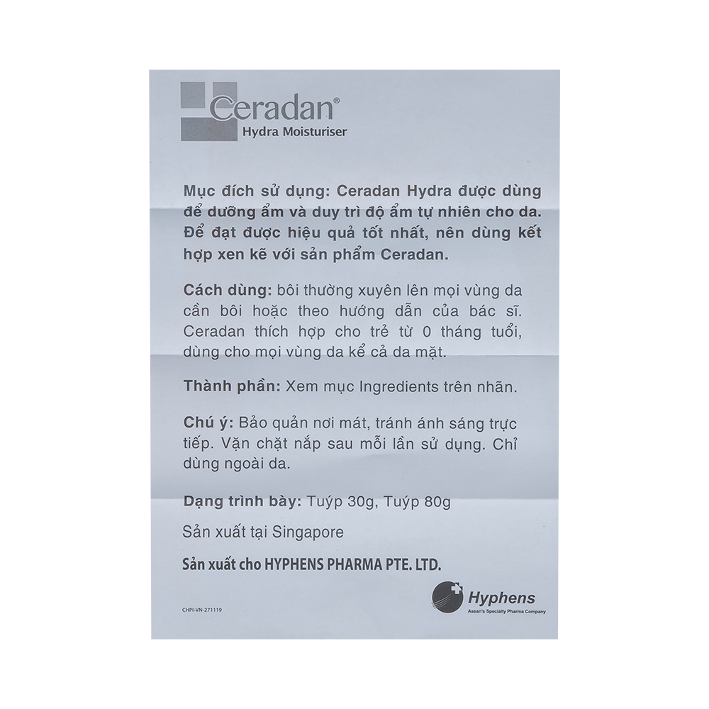 Ceradan Hydra 30g Hộp 1 tuyp 30g Pan Malay-an