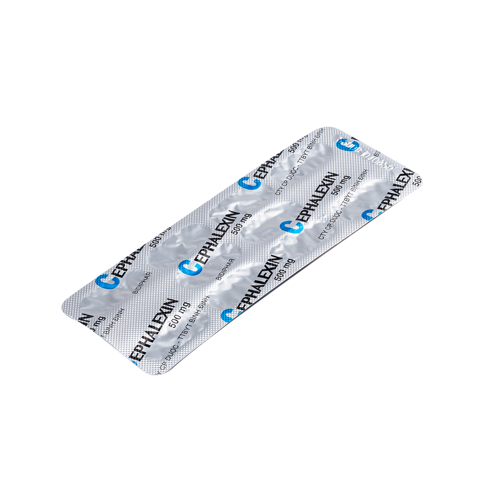 Cephalexin 500mg (vỉ dài) H/100 Hộp 10 Vỉ x 10 Viên Bidiphar