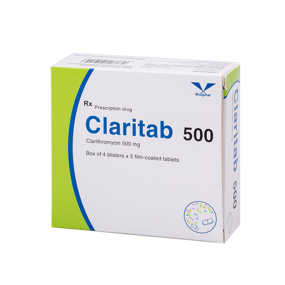 Claritab 500 H/20 Hộp 4 Vỉ x 5 Viên Bidiphar