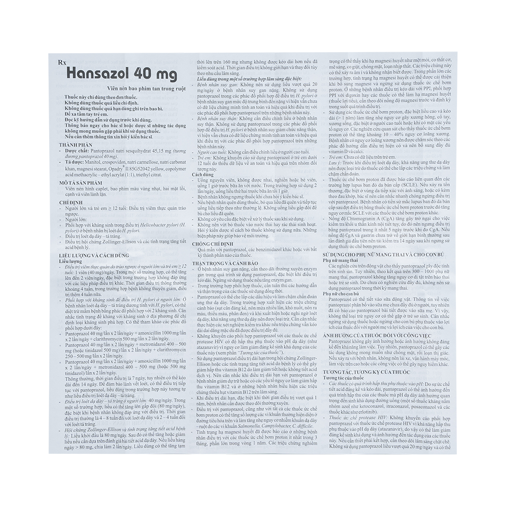HANSAZOL 40MG H/30V HASAN