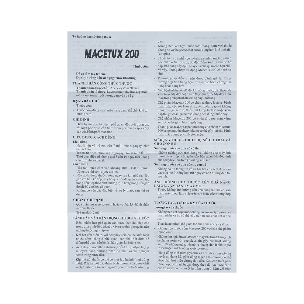 MACETUX 200 H/30GÓI HASAN