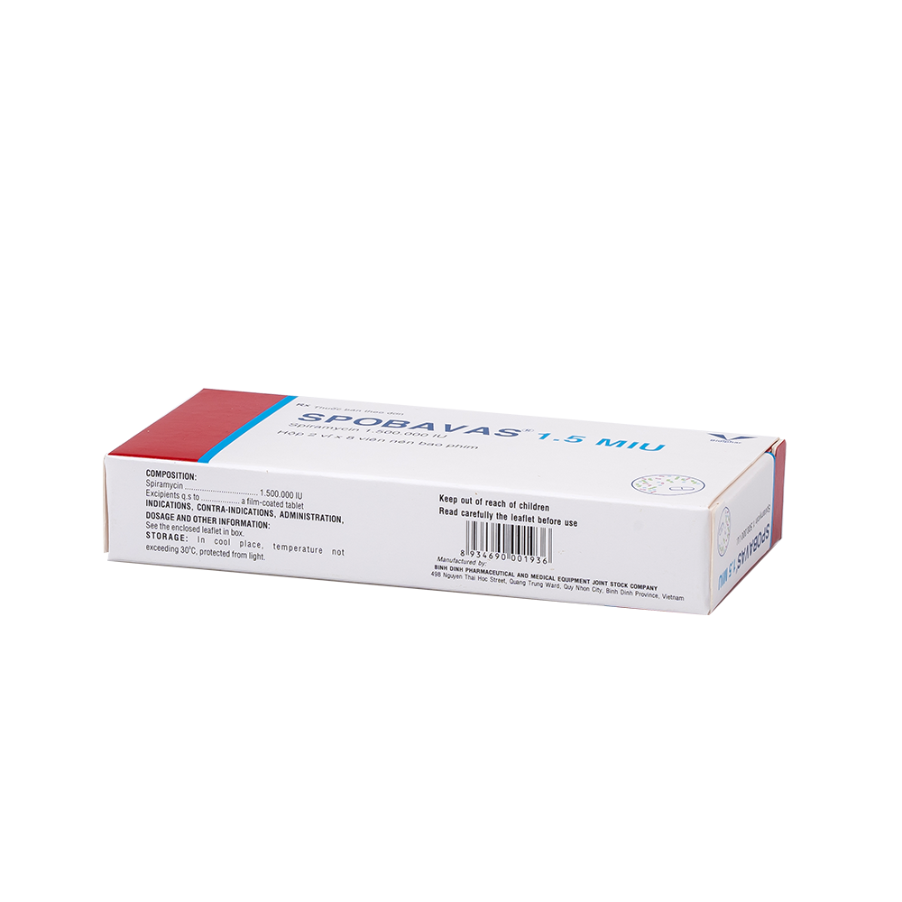 Spobavas 1,5 MIU H/16 Hộp 2 Vỉ x 8 Viên Bidiphar