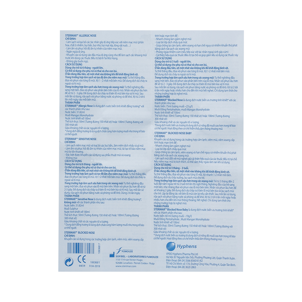 STERIMAR NOSE HYGIENE BABY 50 ML Hộp 1 chai 50ml Hyphens