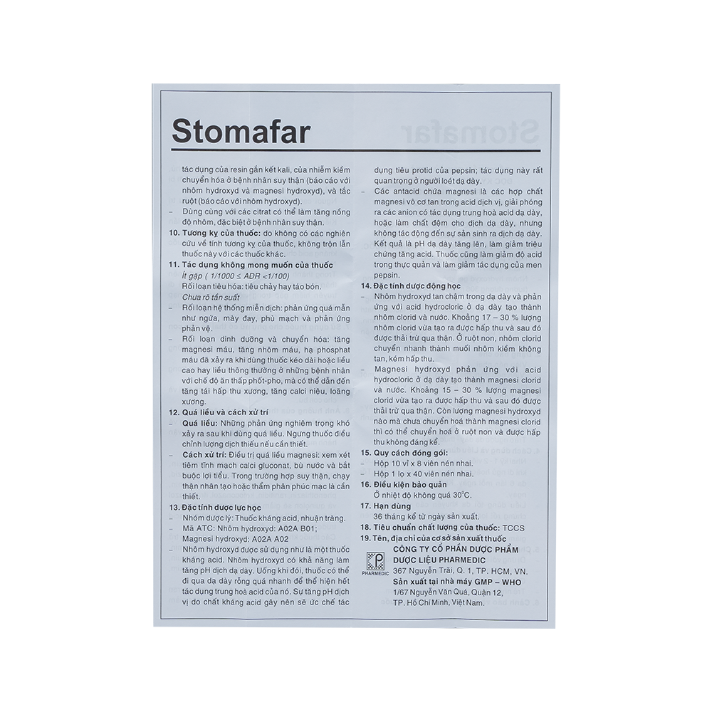 STOMAFAR Hộp 1 lọ 40 viên
