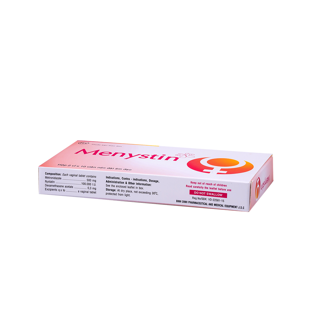 Menystin (vỉ xé) H/20 Hộp 2 Vỉ x 10 Viên Bidiphar