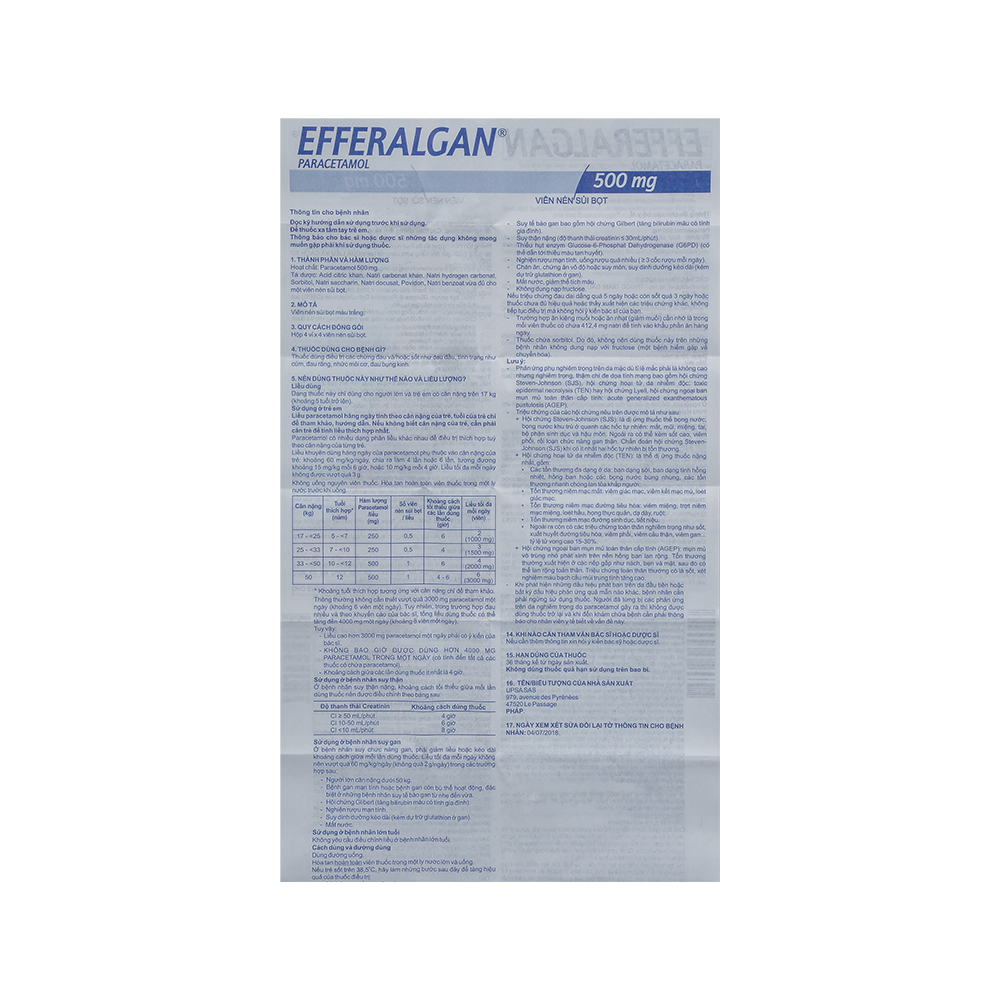 Efferalgan 500mg hộp 16 viên sủi