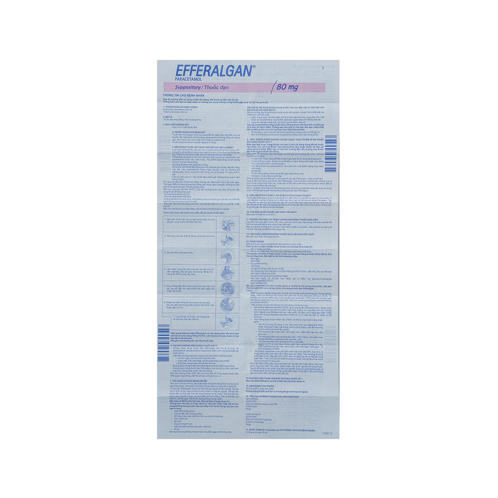 Efferalgan 80mg Suppo Hộp 10 viên đạn