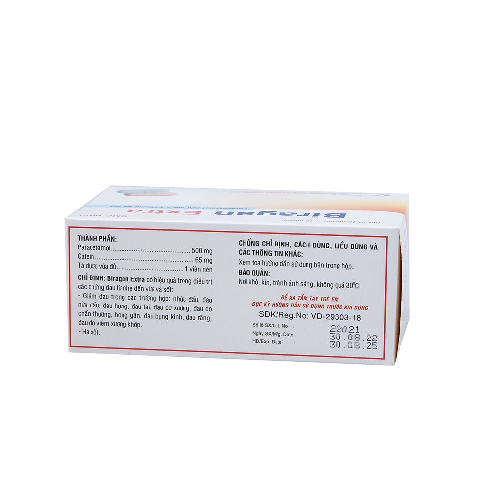 Biragan Extra H/100 Hộp 10 Vỉ x 10 Viên Bidiphar