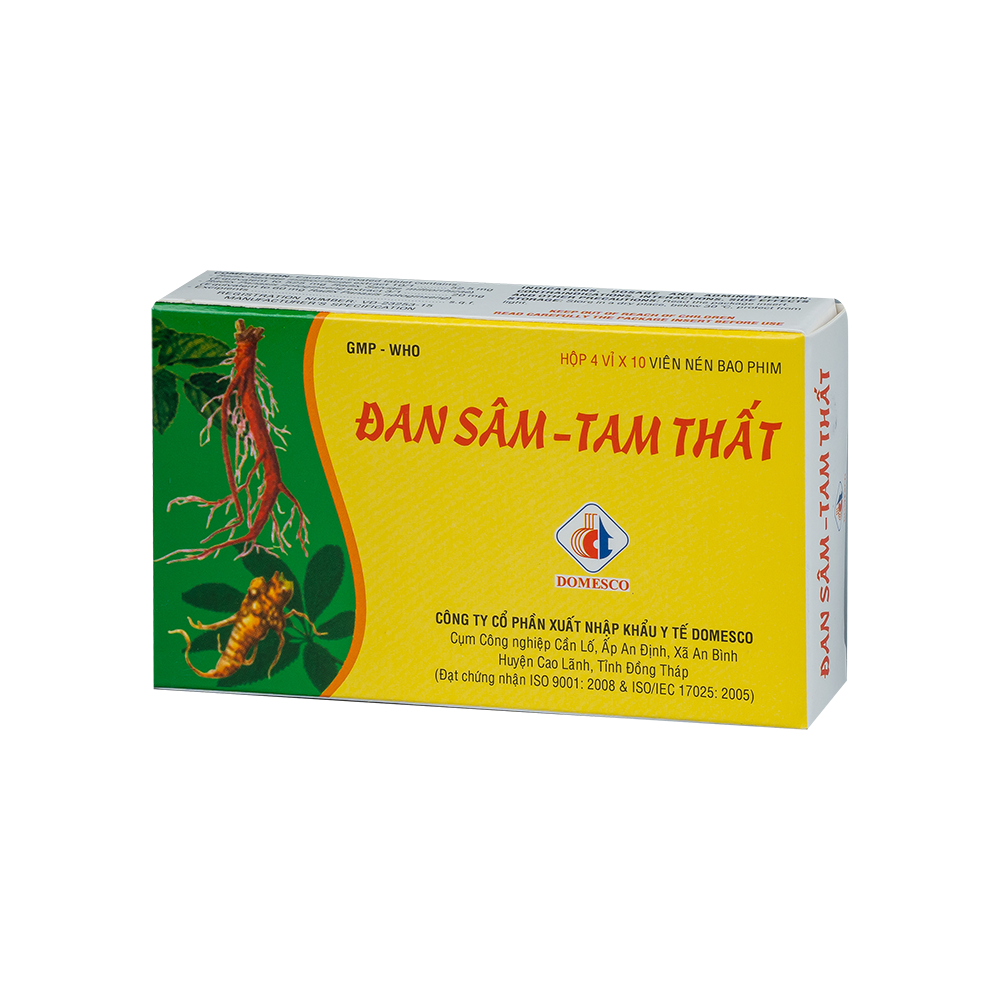 Đan sâm - Tam thất Hộp 4 vỉ x 10 viên Domesco