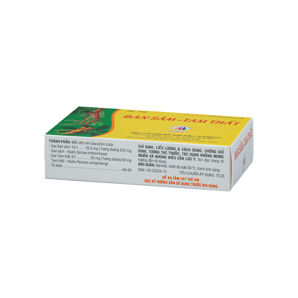 Đan sâm - Tam thất Hộp 4 vỉ x 10 viên Domesco