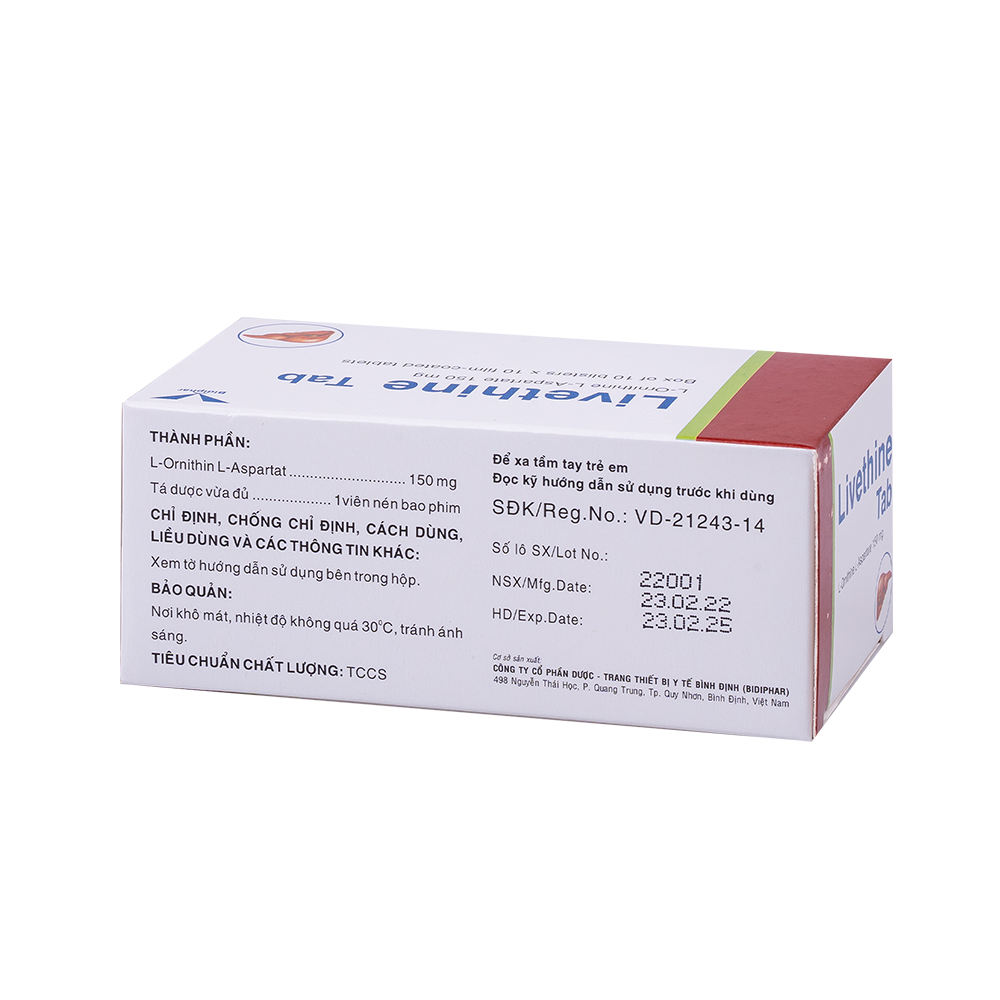 Livethine tab H/100 Hộp 10 Vỉ x 10 Viên Bidiphar