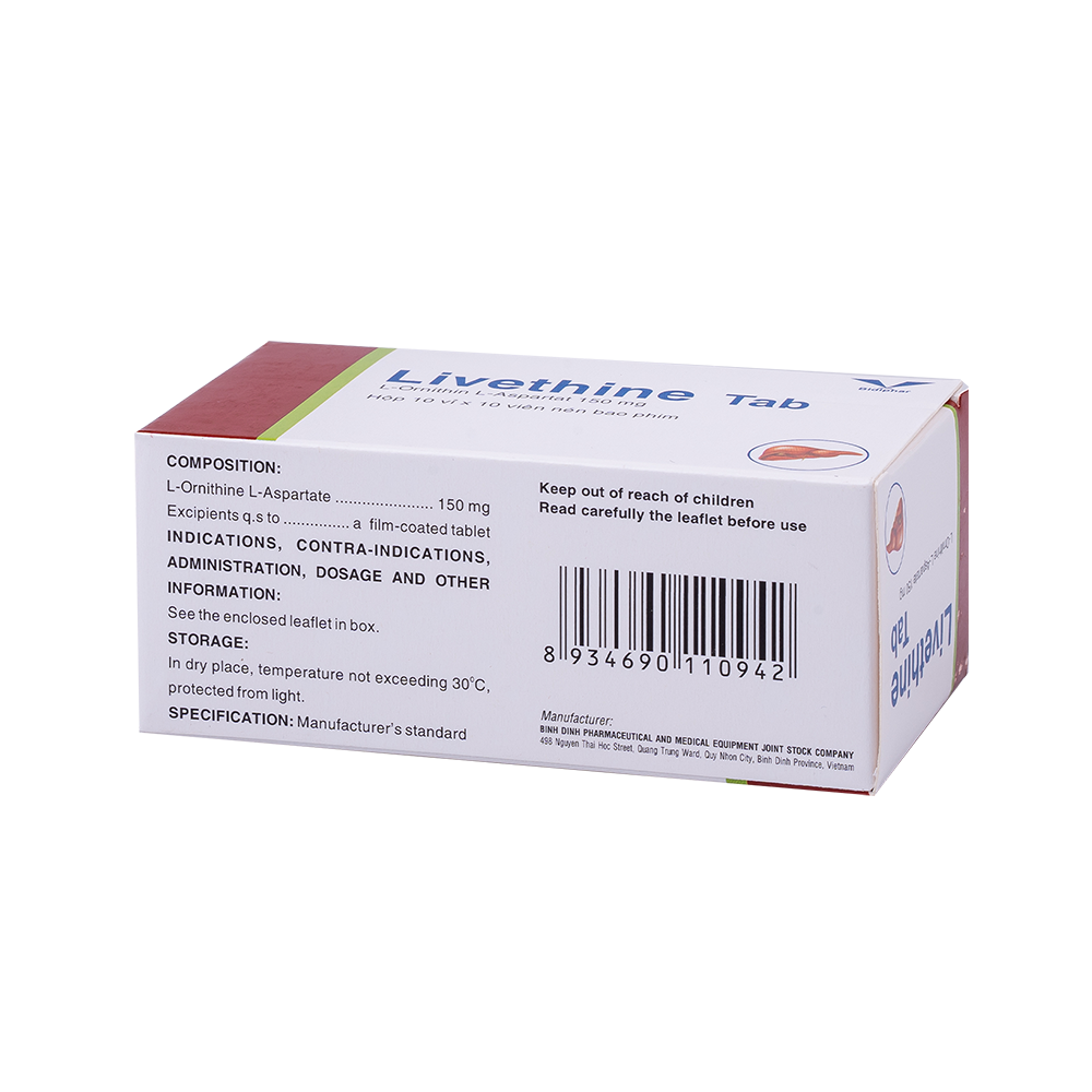 Livethine tab H/100 Hộp 10 Vỉ x 10 Viên Bidiphar