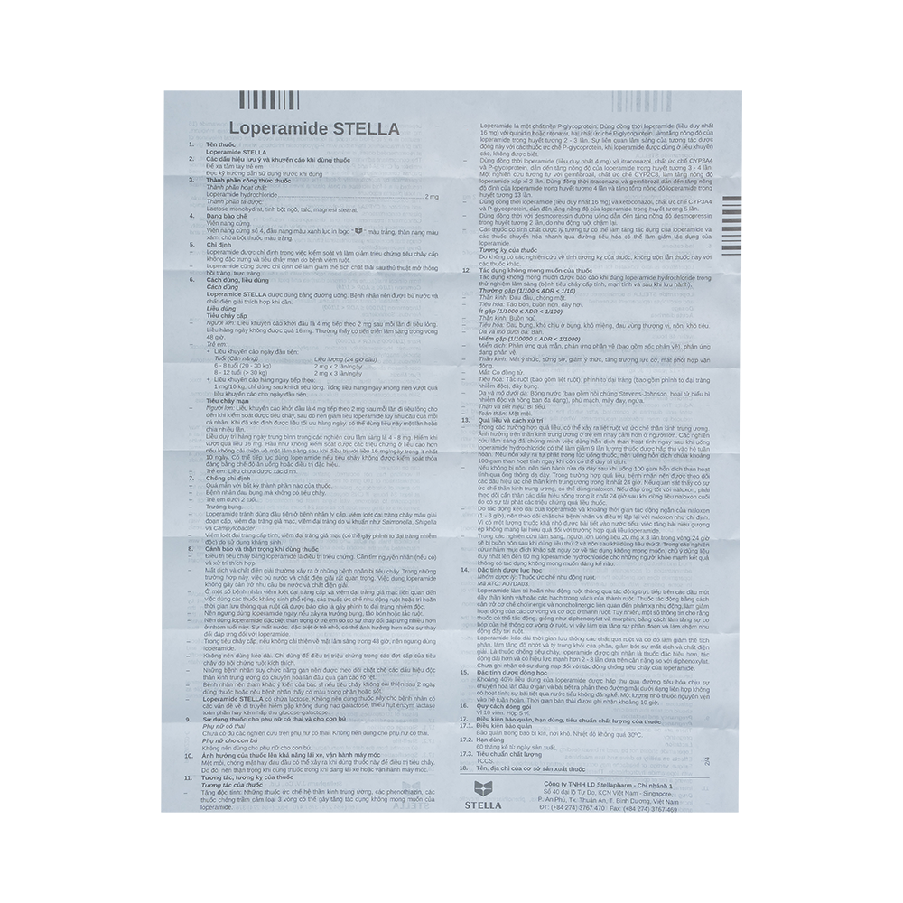 Loperamid Stella Hộp 5 vỉ x 10 viên Stella