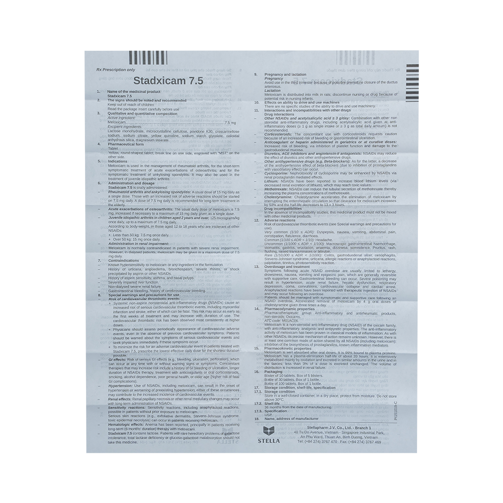 Stadxicam 7.5 Hộp/50viên Stella