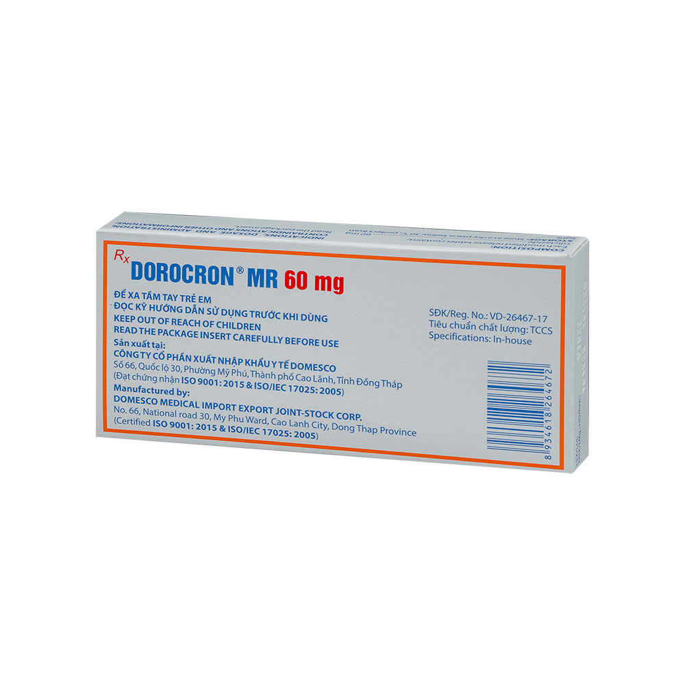 Dorocron MR 60 mg Hộp 2 vỉ x 15 viên Domesco
