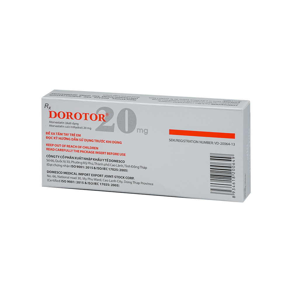Dorotor 20 mg Hộp 2 vỉ x 10 viên Domesco