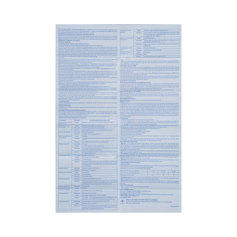 Dovocin 500 mg Hộp 1 vỉ x 5 viên Domesco