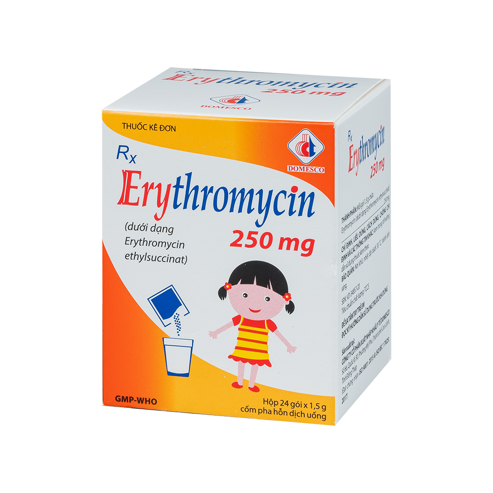 Erythromycin 250 mg Hộp 24 gói x 1,5g Domesco