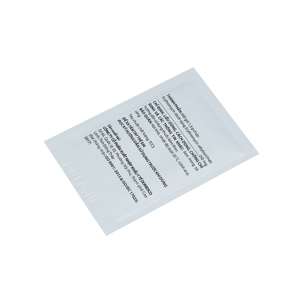 Erythromycin 250 mg Hộp 24 gói x 1,5g Domesco