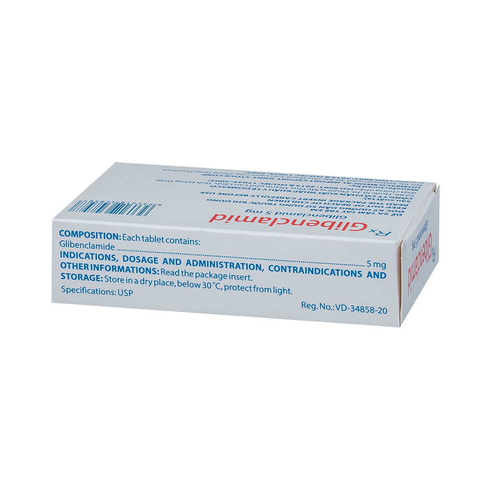 Glibenclamid 5 mg Hộp 5 vỉ x 20 viên Domesco
