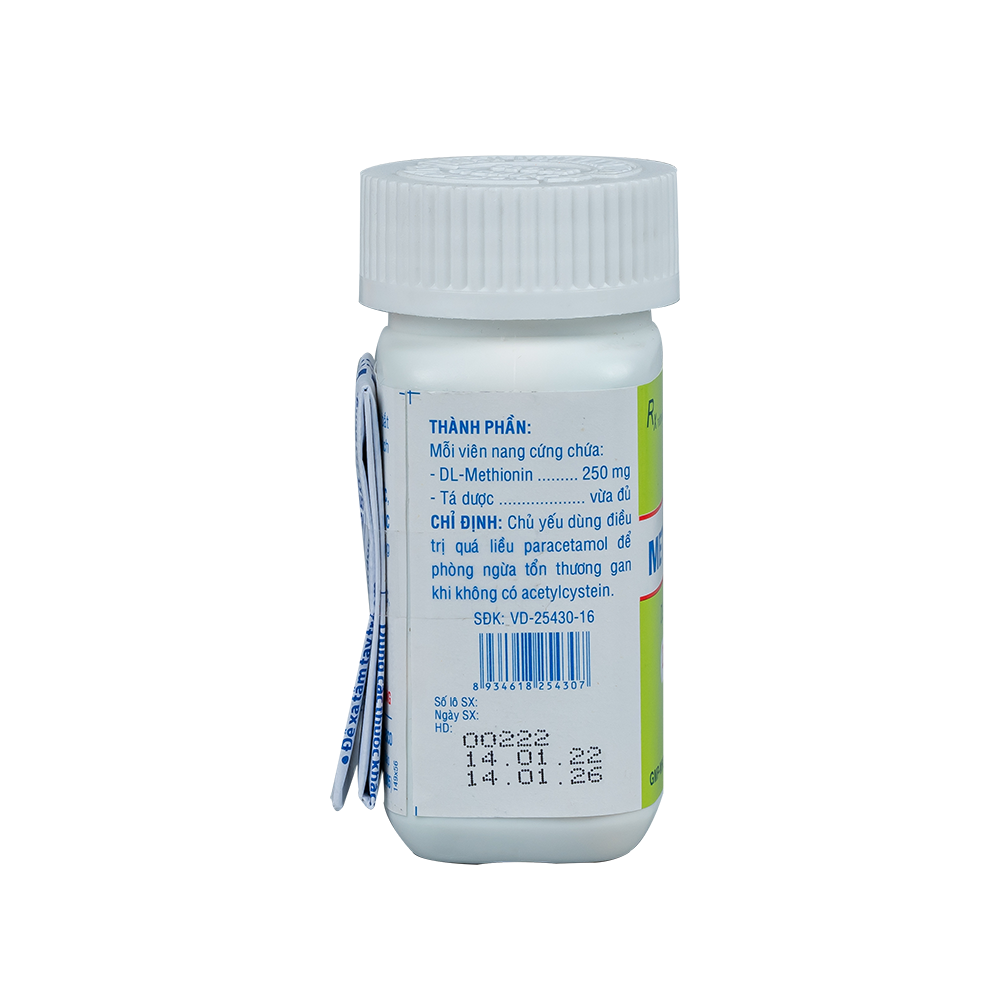 Methionin 250 mg Chai 100 viên Domesco