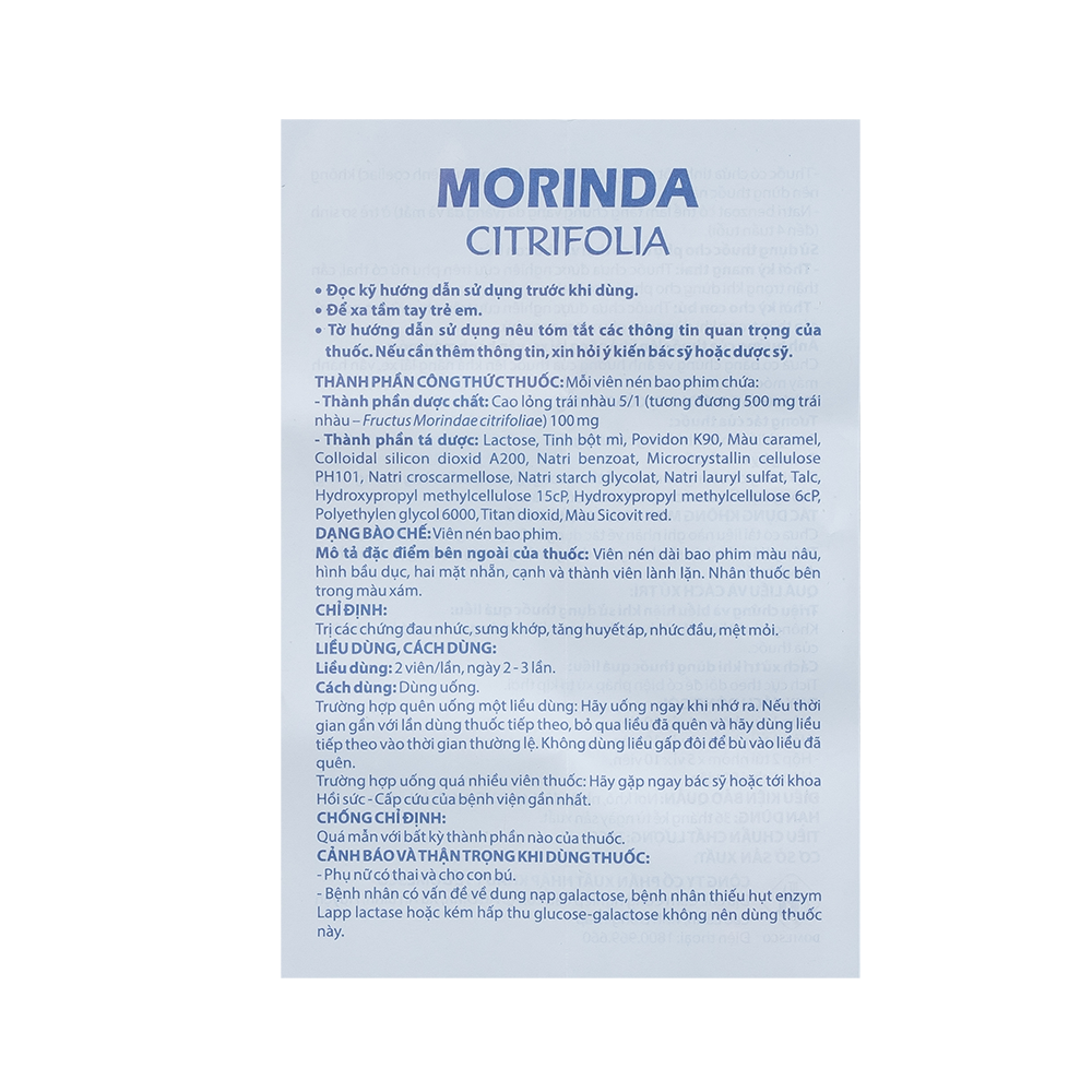 Morinda citrifolia Chai 50 viên Domesco