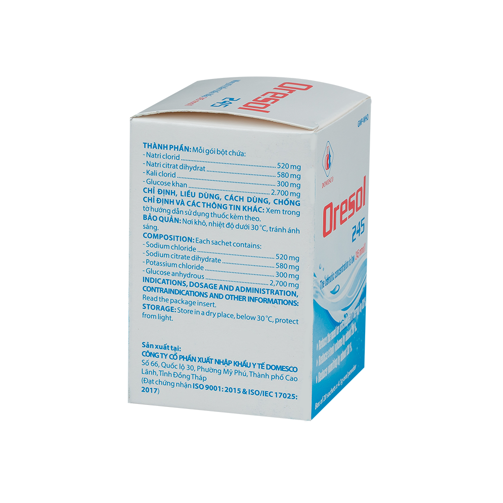 Oresol 245 Hộp 20 gói x 4,1g Domesco