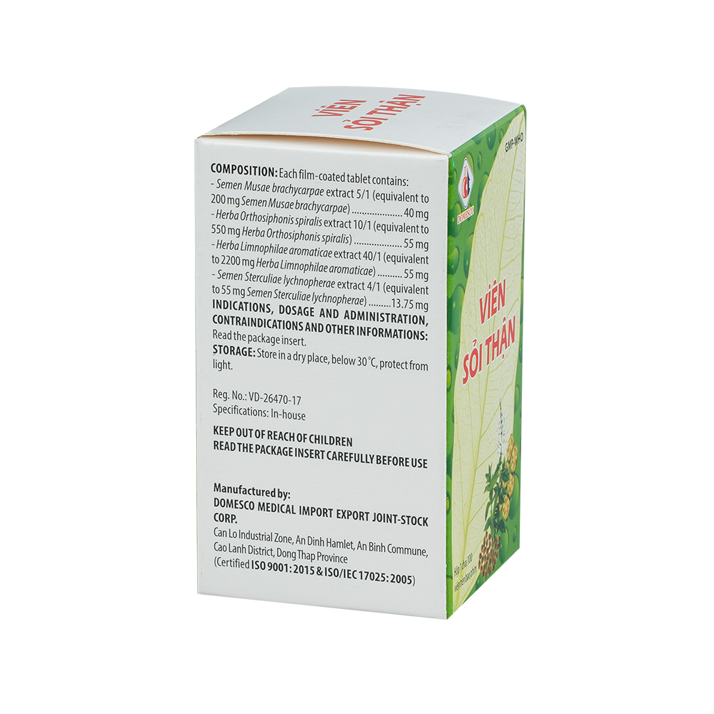 Viên sỏi thận Chai 100 viên Domesco