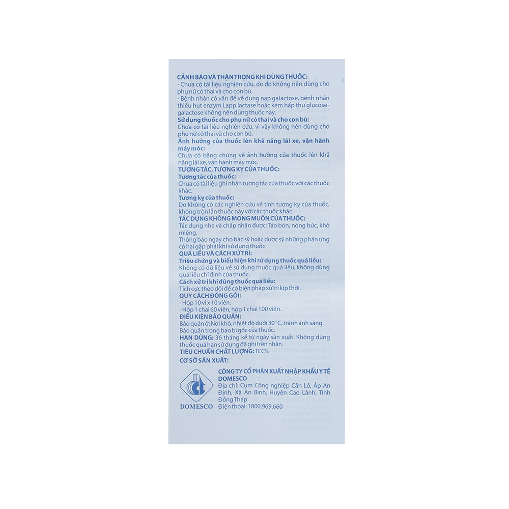 Viên sỏi thận Chai 100 viên Domesco